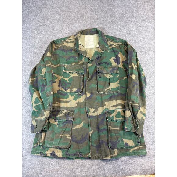 VINTAGE US Army Jacket Mens Medium Green Camouflage Ripstop Hot Weather Coat - Picture 1 of 5